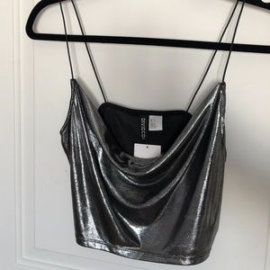 Cowl neck shimmery party top